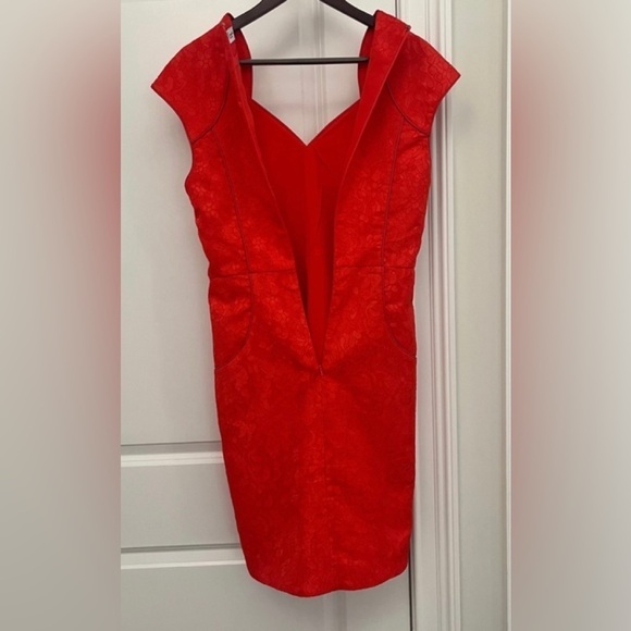 Lumier by Bariano high low jacquard dress Sz. L red - Picture 4 of 6